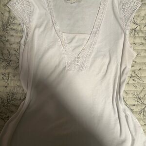 Jones New York White Lace Trim Blouse